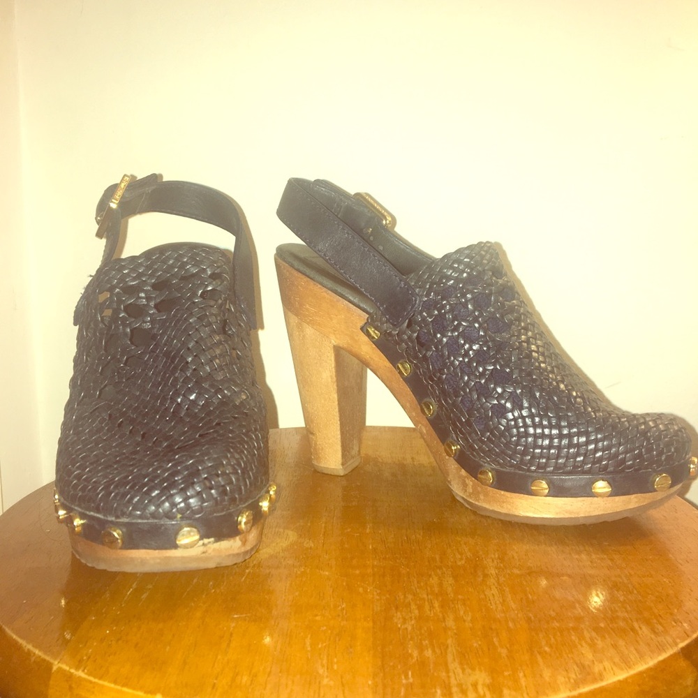 Tory Burch Blue Heeled Clogs Size 6